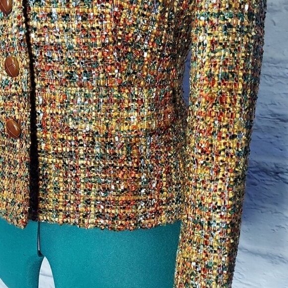 J. MCLAUGHLIN NWOT Womens Multi bright colored tweed Jacket Sz 0 - Picture 4 of 10